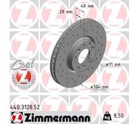 2x Disco de freno ventilación interna 440.3128.52 ZIMMERMANN para PEUGEOT OPEL