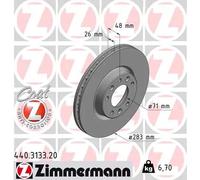2x Disco de freno ventilación interna 440.3133.20 ZIMMERMANN para PEUGEOT OPEL