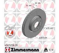 2x Disco de freno ventilación interna 450.5226.20 ZIMMERMANN para LAND ROVER