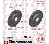 2x Disco de freno ventilación interna 540.5312.53 ZIMMERMANN para SUZUKI BALENO