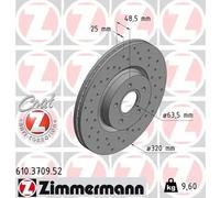 2x Disco de freno ventilación interna 610.3709.52 ZIMMERMANN para VOLVO S40 II