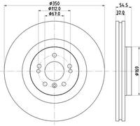 2x Disco de freno ventilación interna 8DD 355 113-191 HELLA para MERCEDES-BENZ