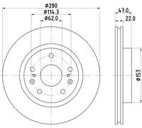 HELLA PAGID 8DD 355 120-521 Disco de freno 55683PRO revestido 280mm 22mm Ventilación interna por ej. SUZUKI