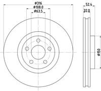 HELLA 8DD 355 126-701 Disco de freno - 55936PRO - revestido
