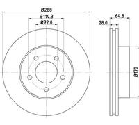2x Disco de freno ventilación interna 8DD 355 127-901 HELLA para JEEP CHEROKEE