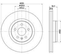 2 Discos con Ventilación Interior Ø 70,2MM 32MM HELLA para U.a. Tesla Modelo
