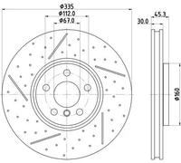 2x Disco de freno ventilación interna 8DD 355 133-091 HELLA para MINI MINI