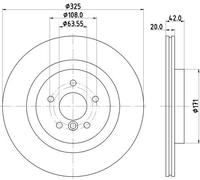 2x Disco de freno ventilación interna 8DD 355 133-211 HELLA para JAGUAR XE XF II