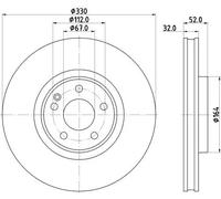 HELLA 8DD 355 134-621 Disco de freno