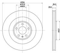 2x Disco de freno ventilación interna 8DD 355 134-851 HELLA para PORSCHE MACAN