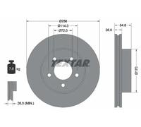 2x Disco de freno ventilación interna 92119705 TEXTAR para JEEP CHEROKEE