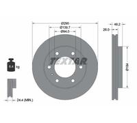 2x Disco de freno ventilación interna 92128803 TEXTAR para MITSUBISHI PAJERO II