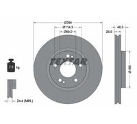 2x Disco de freno ventilación interna 92136403 TEXTAR para HYUNDAI SANTA FÉ I