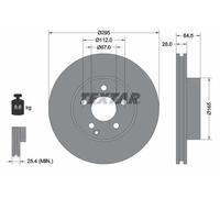 2x Disco de freno ventilación interna 92163205 TEXTAR para MERCEDES-BENZ SLK SLC