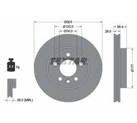 Lote de 2 Disco de freno Textar 92228905 para OE 2H0615301A - 2H0615301A -