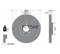2x Disco de freno ventilación interna 92256003 TEXTAR para PEUGEOT CITROËN