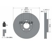 2x Disco de freno ventilación interna 92273303 TEXTAR para KIA HYUNDAI