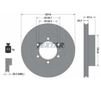 2x Disco de freno ventilación interna 92274903 TEXTAR para TOYOTA