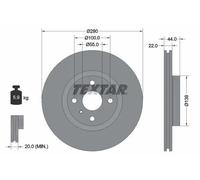 2x Disco de freno ventilación interna 92304205 TEXTAR para MAZDA FIAT ABARTH