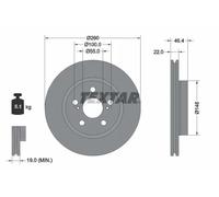 2x Disco de freno ventilación interna 92345403 TEXTAR para TOYOTA YARIS