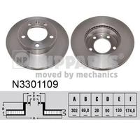 2x Disco de freno ventilación interna N3301109 NIPPARTS para OPEL RENAULT NISSAN