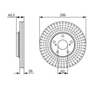 2x Disco de freno ventilado 0 986 479 664 BOSCH para LEXUS TOYOTA