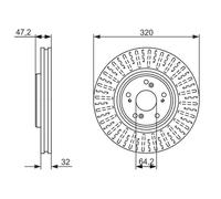 2x Disco de freno ventilado 0 986 479 741 BOSCH para HONDA ACCORD VIII