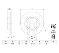 2x Disco de freno ventilado 0 986 479 745 BOSCH para MITSUBISHI ASX