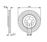 Disco de Freno Bosch BD1711 - Disco Ventilado, Alto Contenido en Carbono, 345 mm - Eje Delantero - Certificado ECE-R90 - Excelente Refrigeración y Reducción de Ruido, Anticorrosión - 1 Unidad