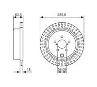 2x Disco de freno ventilado 0 986 479 A83 BOSCH para TOYOTA SUBARU