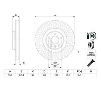 2x Disco de freno ventilado 0 986 479 E39 BOSCH para AUDI A6 Allroad C7