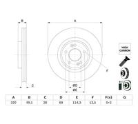 Disco de freno BOSCH 0 986 479 F35 delantero, ventilado , altamente carbonizado, 1 Pieza