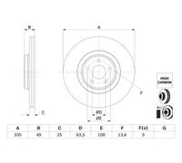 Disco de Freno Bosch BD2825 - Disco Ventilado, Alto Contenido en Carbono, 335 mm - Eje Delantero - Certificado ECE-R90 - Excelente Refrigeración y Reducción de Ruido, Anticorrosión - 1 Unidad