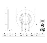 1X Disco de freno para BOSCH 986 479 G19 para FORTUNER (_N5_, _N6_) 3 2005-2015