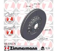 2x Disco de freno ventilado 100.3392.75 ZIMMERMANN
