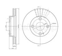 2x Disco de freno ventilado 23-0668C METELLI para MAZDA 323 S VI Sedán