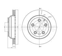 2x Disco de freno ventilado 23-0883C METELLI para PORSCHE VW AUDI
