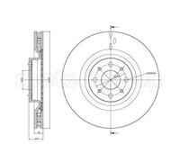 2x Disco de freno ventilado 23-0915C METELLI para LANCIA DELTA III