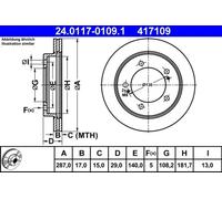 2x Disco de freno ventilado 24.0117-0109.1 ATE para SUZUKI GRAND VITARA I