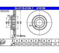 2x Disco de freno ventilado 24.0118-0106.1 ATE para VW SEAT