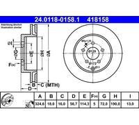 Disco de freno ATE 24.0118-0158.1 trasero, ventilado , 1 Pieza