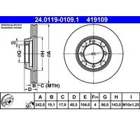 2x Disco de freno ventilado 24.0119-0109.1 ATE para HYUNDAI ACCENT I PONY