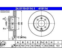 2x Disco de freno ventilado 24.0119-0114.1 ATE para HYUNDAI ACCENT II