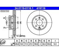 2x Disco de freno ventilado 24.0119-0116.1 ATE para HYUNDAI GETZ
