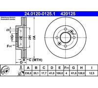 2x Disco de freno ventilado 24.0120-0125.1 ATE para RENAULT NISSAN
