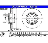 2x Disco de freno ventilado 24.0120-0140.1 ATE para OPEL VECTRA A ASTRA F Sedán