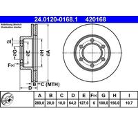 2x Disco de freno ventilado 24.0120-0168.1 ATE para VW TOYOTA