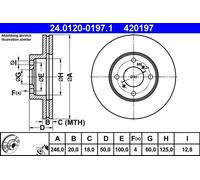 2x Disco de freno ventilado 24.0120-0197.1 ATE para SUZUKI BALENO Hatchback