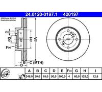 2x Disco de freno ventilado 24.0120-0197.1 ATE para SUZUKI BALENO Hatchback