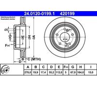 2x Disco de freno ventilado 24.0120-0199.1 ATE para MERCEDES-BENZ CLASE E